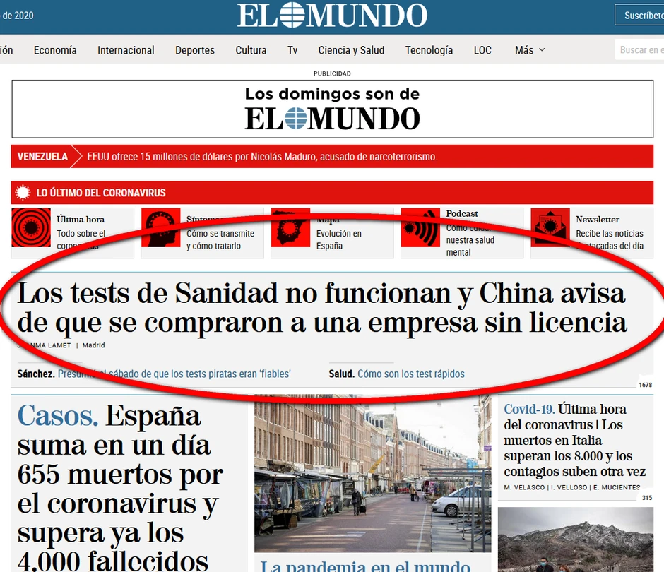 Naslovna strana "El Munda"