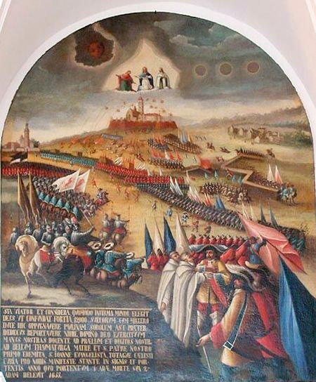 Oblężenie Jasnej Góry przez Szwedów w 1655 r. płótno, olej, XVII w. Malarnia Jasnogórska, Jasna Góra, Sala Rycerska