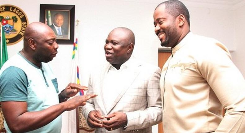 Segun Arinze, Desmond Elliot with Governor Ambode