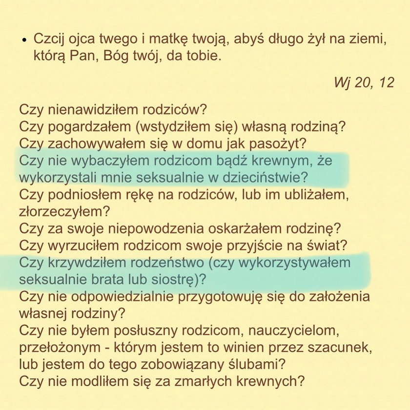 Błędów: oburzający wzór rachunku sumienia na stronie parafii