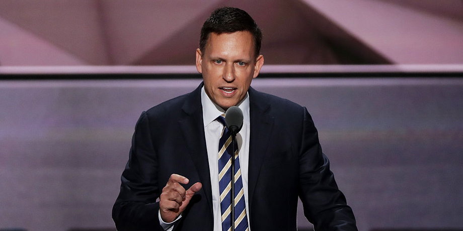Peter Thiel, cofounder of PayPal, delivers a speech during the Republican National Convention.