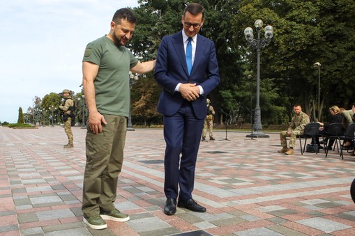 Prezydent Wołodymyr Zełenski i premier Mateusz Morawiecki w Kijowie