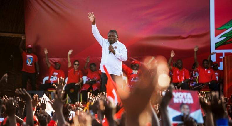 Mozambican President Filipe Nyusi and his ruling Frelimo party appear set for election victory