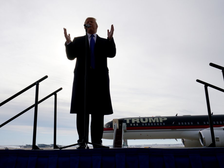 Republican presidential candidate Donald Trump at a campaign rally in Dubuque, Iowa, on January 30.