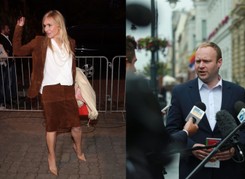 Olejnik przypina plakietkę 'Uchodźcy mile widziani'. Mastalerek: Kto to organizuje, jakie ma cele?