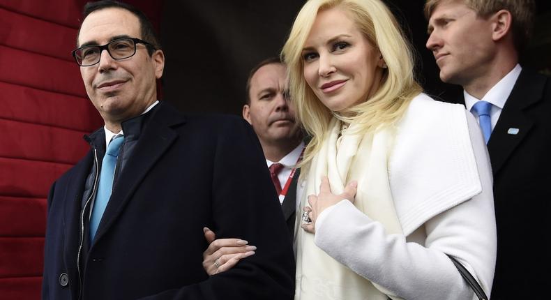 Steven Mnuchin and Louise Linton during Inauguration Day in January.