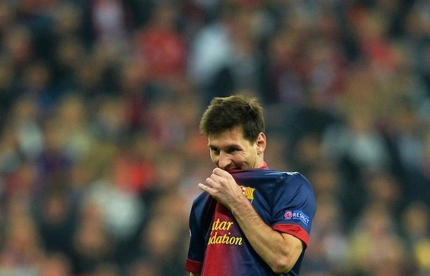 lionel messi nieciekawa mina po meczy barcelona bayern   ANDREAS GEBERT