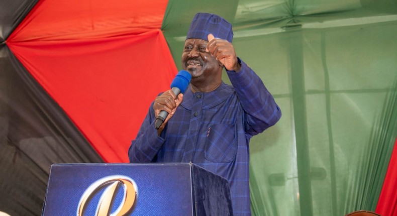 Azimio la Umoja leader Raila Odinga during a past rally