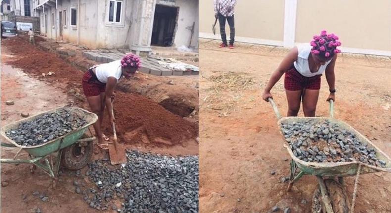 Man takes female friend to construction site & used her as labourer after she asked for money