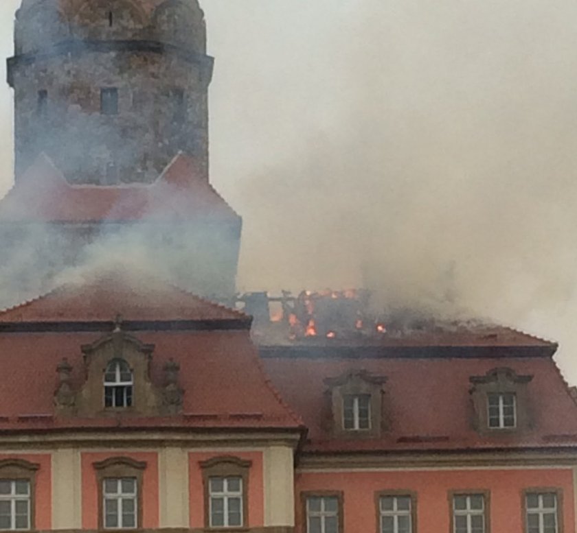 Pożar na zamku Książ w Wałbrzychu