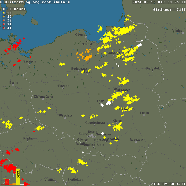 Sobota przyniosła tysiące wyładowań atmosferycznych