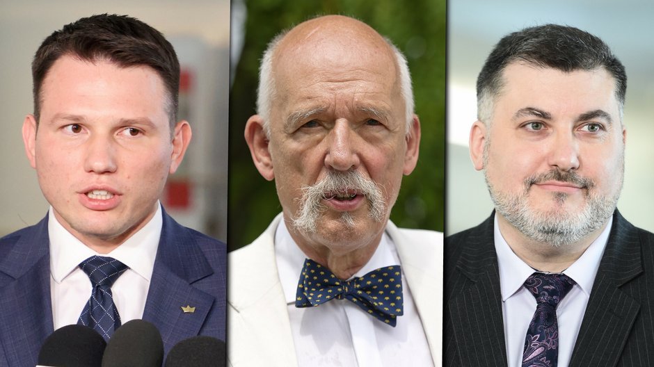 Członkowie Konfederacji: Sławomir Mentzen, Janusz Korwin-Mikke i Artur Dziambor