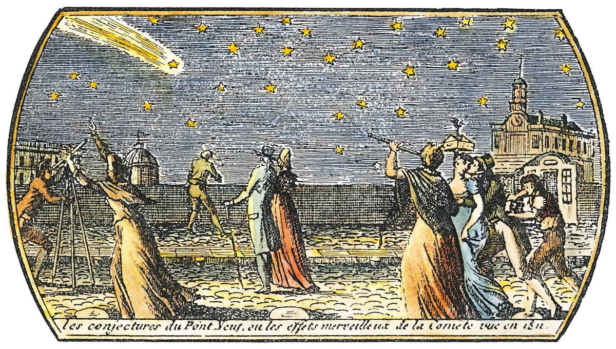 Kometa z 1812 r. widziana z Pont Neuf w Paryżu