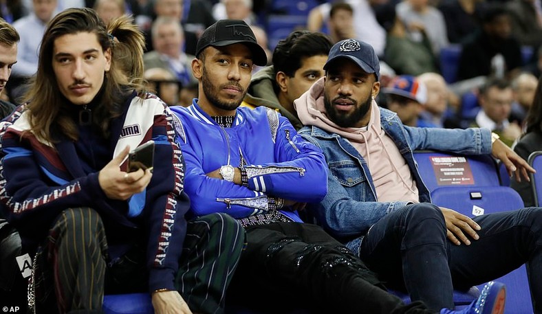 Hector Bellerin, Pierre-Emerick Aubameyang and Alexandre Lacazette AP 