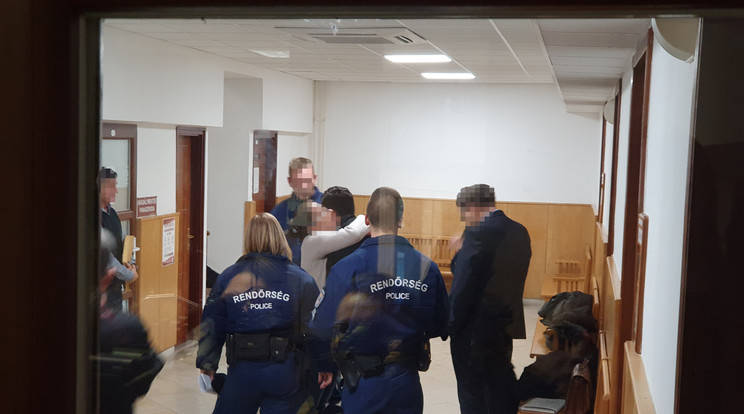 Vezetőszáron hozták a Győri Járásbíróságra a 17 éves fiatalembert /Fotó: Blikk 