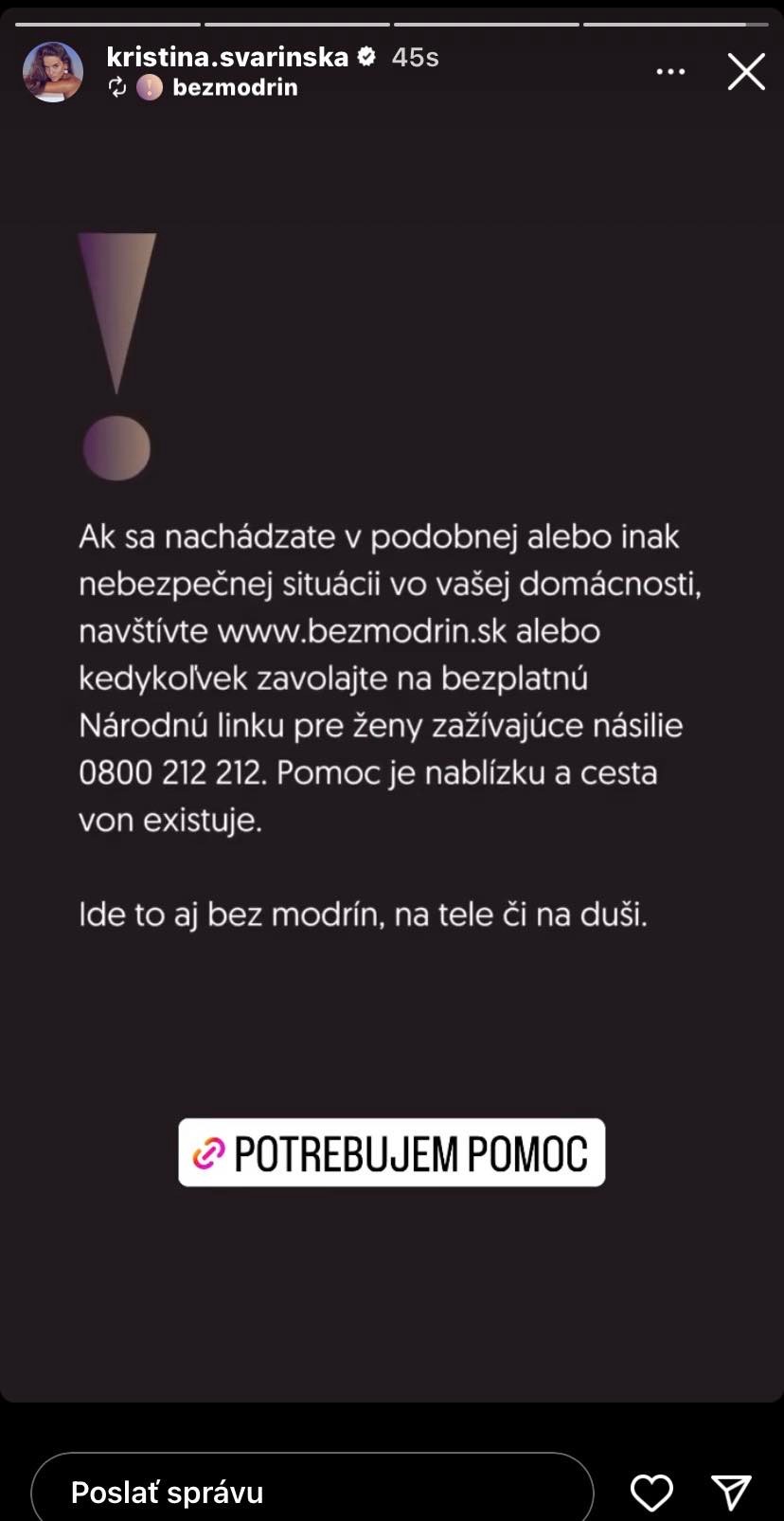 Svarinská sa prihovorila obetiam domáceho násilia.