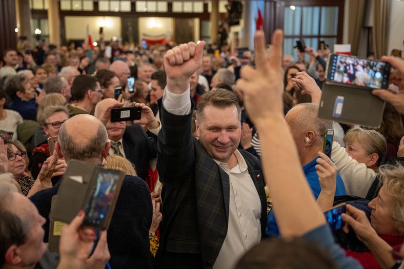 Przemysław Czarnek podczas spotkania z mieszkańcami Wrocławia (28.01.2024)