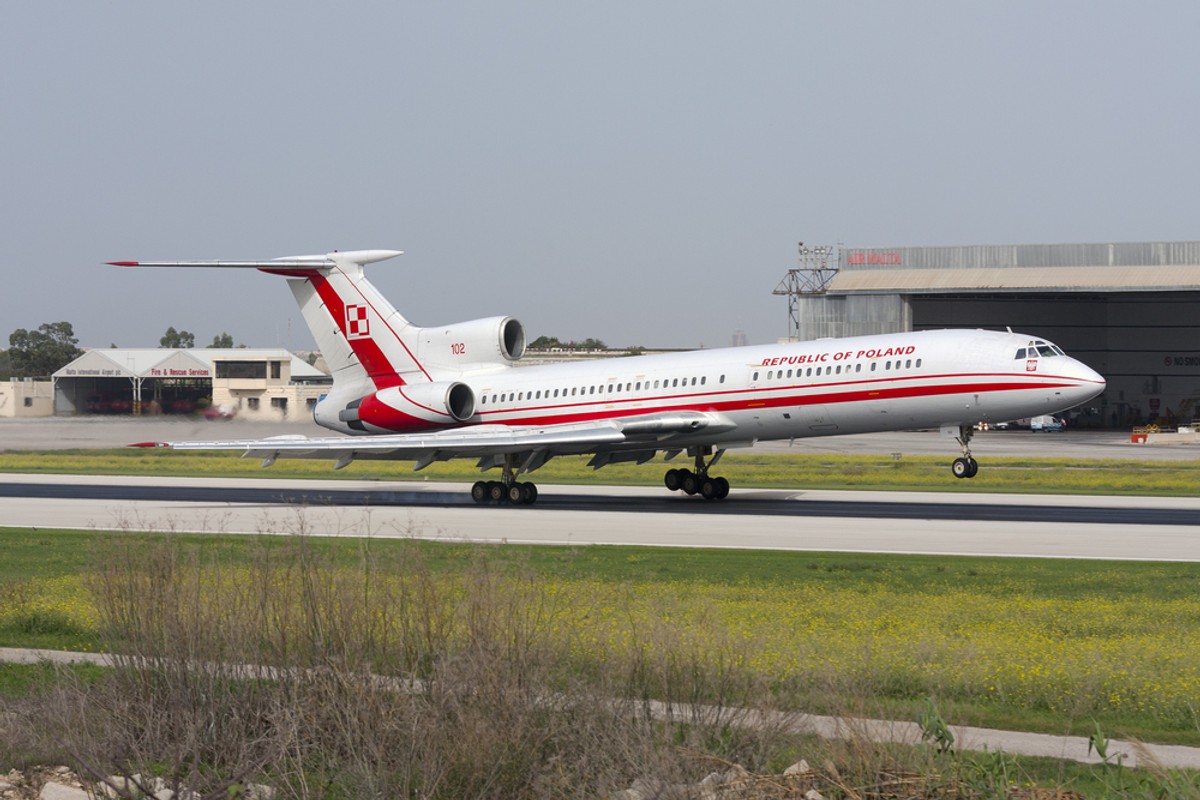 Luqa,,Malta,October,22,,2009:,Polish,Air,Force,Tupolev,Tu-154m