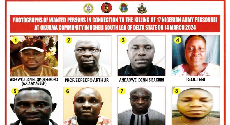 Photograph of wanted persons released by the Nigerian army. [Channels TV]