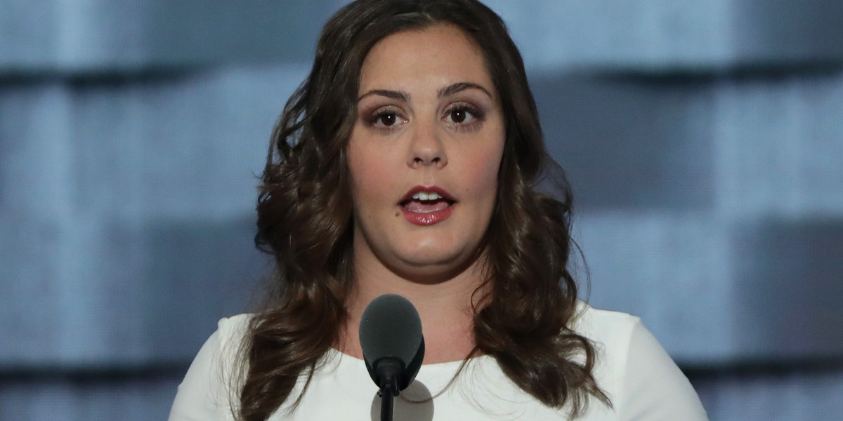 Erica Smegielski, daughter of Sandy Hook principal Dawn Hochsprung, delivers remarks on the third day of the Democratic National Convention at the Wells Fargo Center, July 27, 2016 in Philadelphia, Pennsylvania.