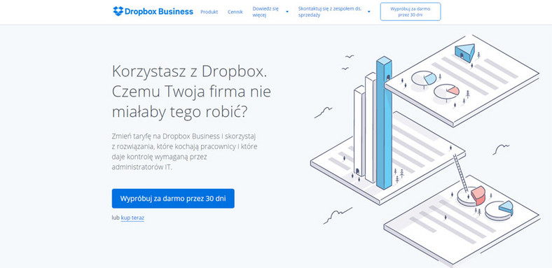 Usługę Dropbox Business można przez 30 dni testować za darmo