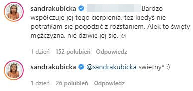 Sandra Kubicka odpowiada na pytanie o Blankę Lipińską