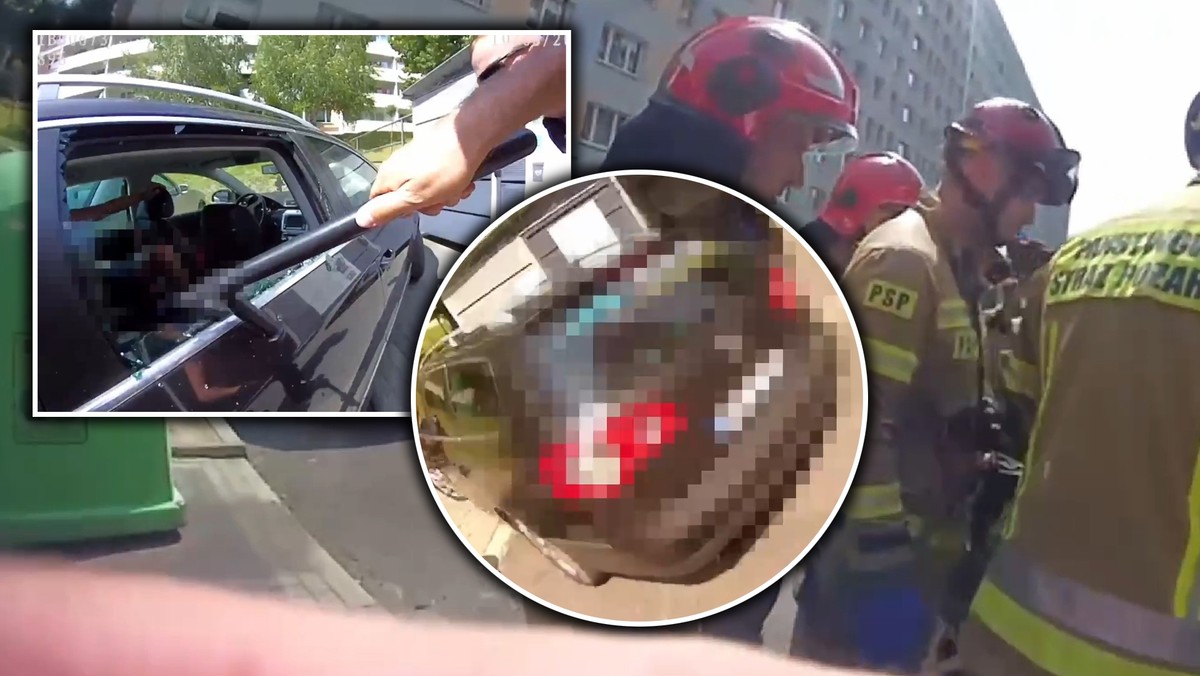 Dramatyczne sceny na parkingu. 25-latek został uwięziony w rozgrzanym aucie