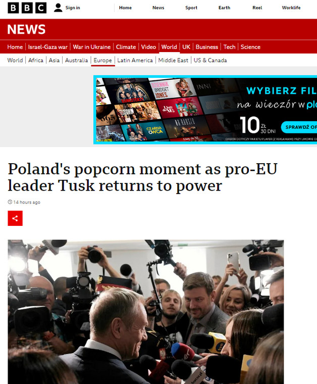 BBC o transmisji posiedzeń Sejmu. "Polityka z popcornem" (screen z portalu)
