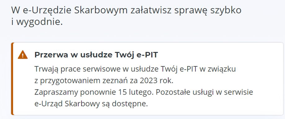 Taka informacja widniała w e-urzędzie skarbowym na kwadrans przed północą.