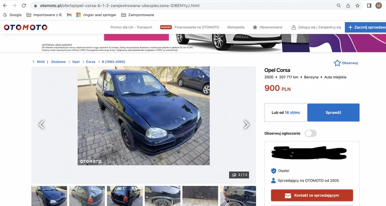 Opel Corsa B – oferta z Otomoto