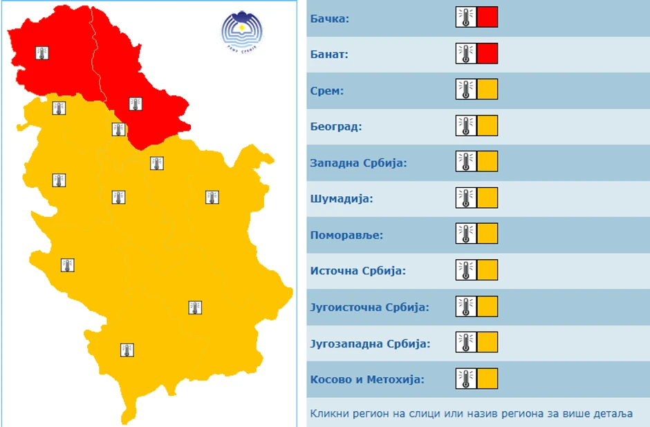 Meteoalarm za petak