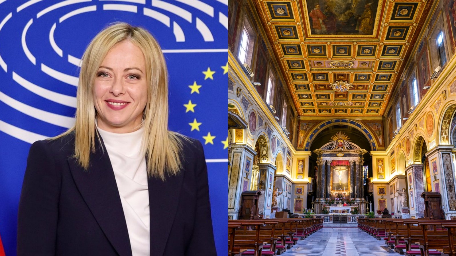 Tvár jedného z anjelov v Bazilike svätého Vavrinca v Lucine je nápadne podobná talianskej premiérke Giorgii Meloniovej.