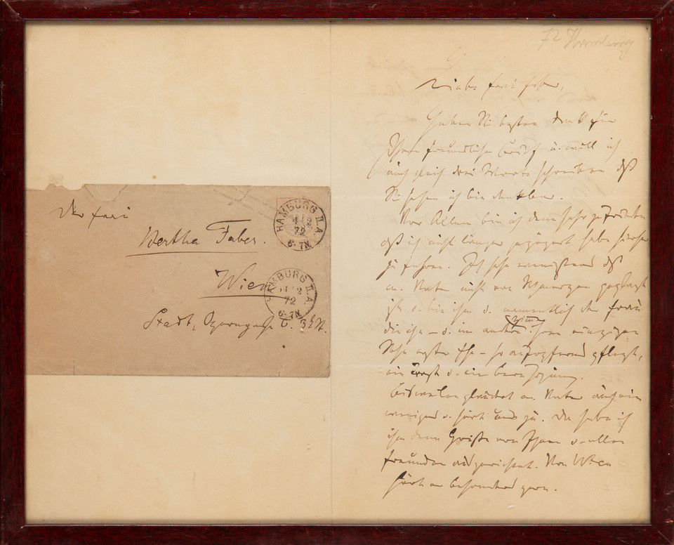 List Johannesa Brahmsa do Berthy Faber, który wisiał w domu Szpilmana