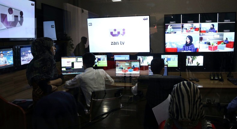 The ZAN TV editing room in Kabul, Afghanistan.
