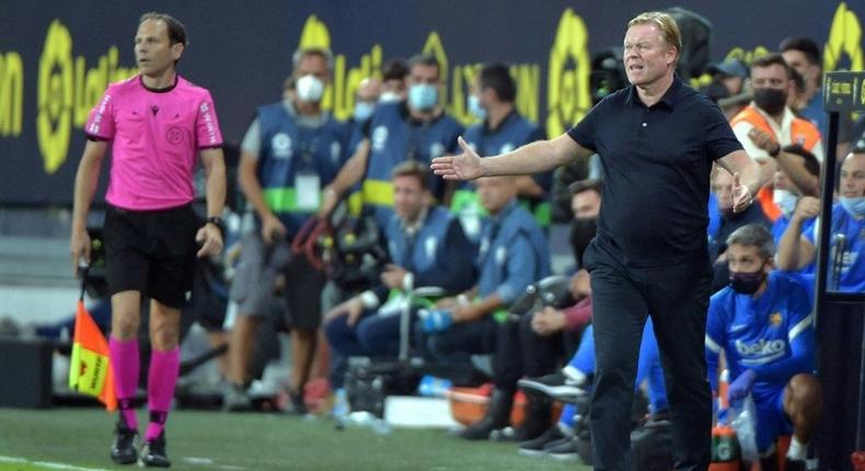 Pressure is mounting on Barcelona coach Ronald Koeman after Thursday's goalless draw with Cadiz. Creator: CRISTINA QUICLER