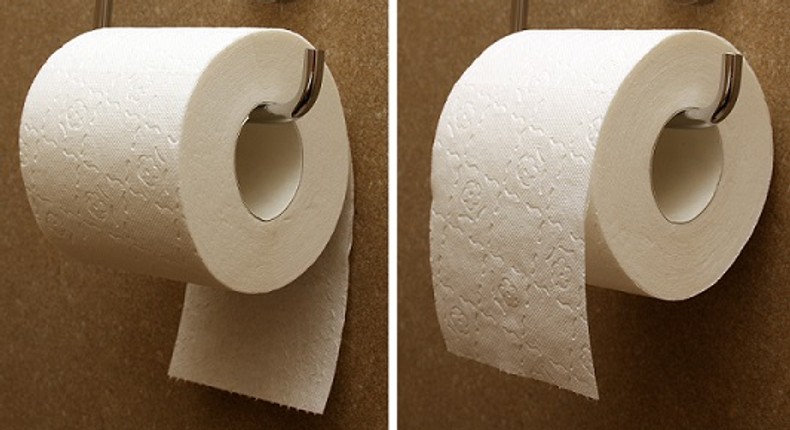 Toilet paper orientation, under and over