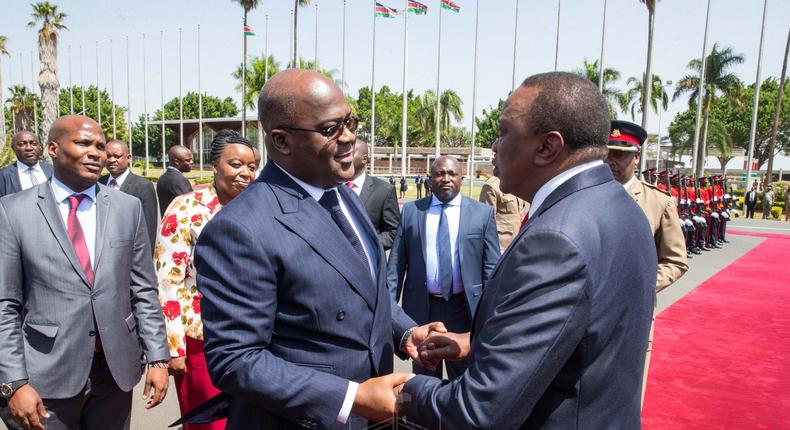 President Uhuru Kenyatta with DRC President Félix Antoine Tshisekedi