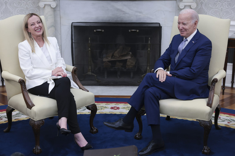 Premier Włoch Georgia Meloni i prezydent USA Joe Biden