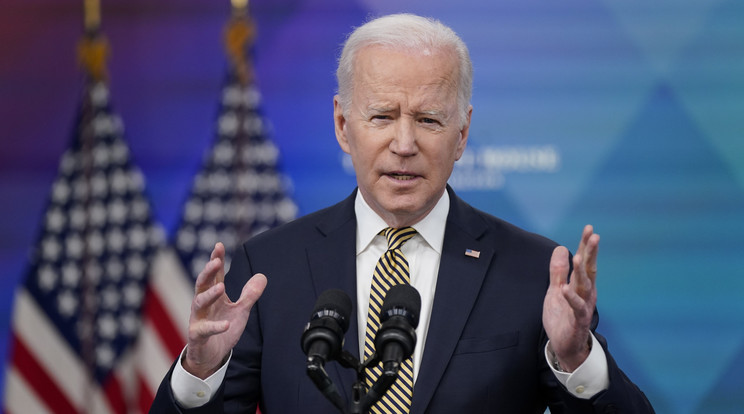 Joe Biden amerikai elnök az Ukrajnának nyújtandó további biztonsági segélyekről beszél a washingtoni Fehér Házban 2022. március 16-án / Fotó: MTI/AP pool/Patrick Semansky