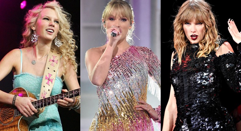 The many eras of Taylor Swift.Ethan Miller/Getty Images ; Kevin Mazur/TAS18/Getty Images ; Kevin Mazur/Getty Images for dcp