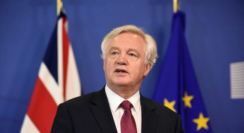 Britain's Brexit minister David Davis addresses a press conference at the European Commission in Brussels on June 19, 2017