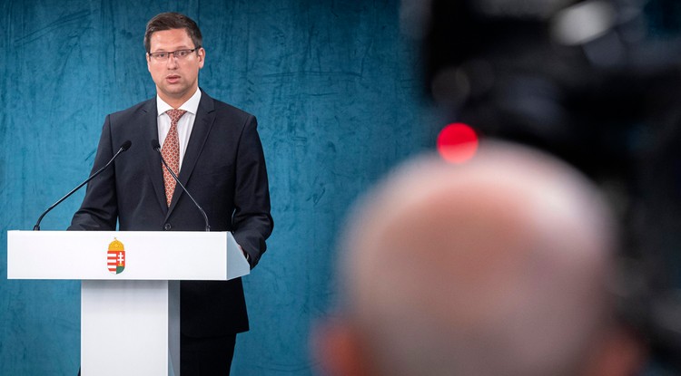 Gulyás Gergely Miniszterelnökséget vezető miniszter a Kormányinfó sajtótájékoztatón a Miniszterelnökségen 2020. augusztus 6-án.