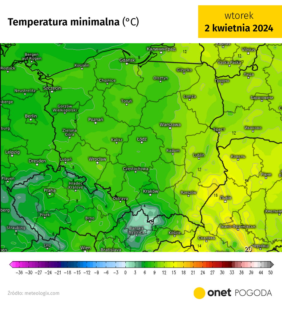 W nocy na obszarach podgórskich temperatura spadnie do 2 st. C