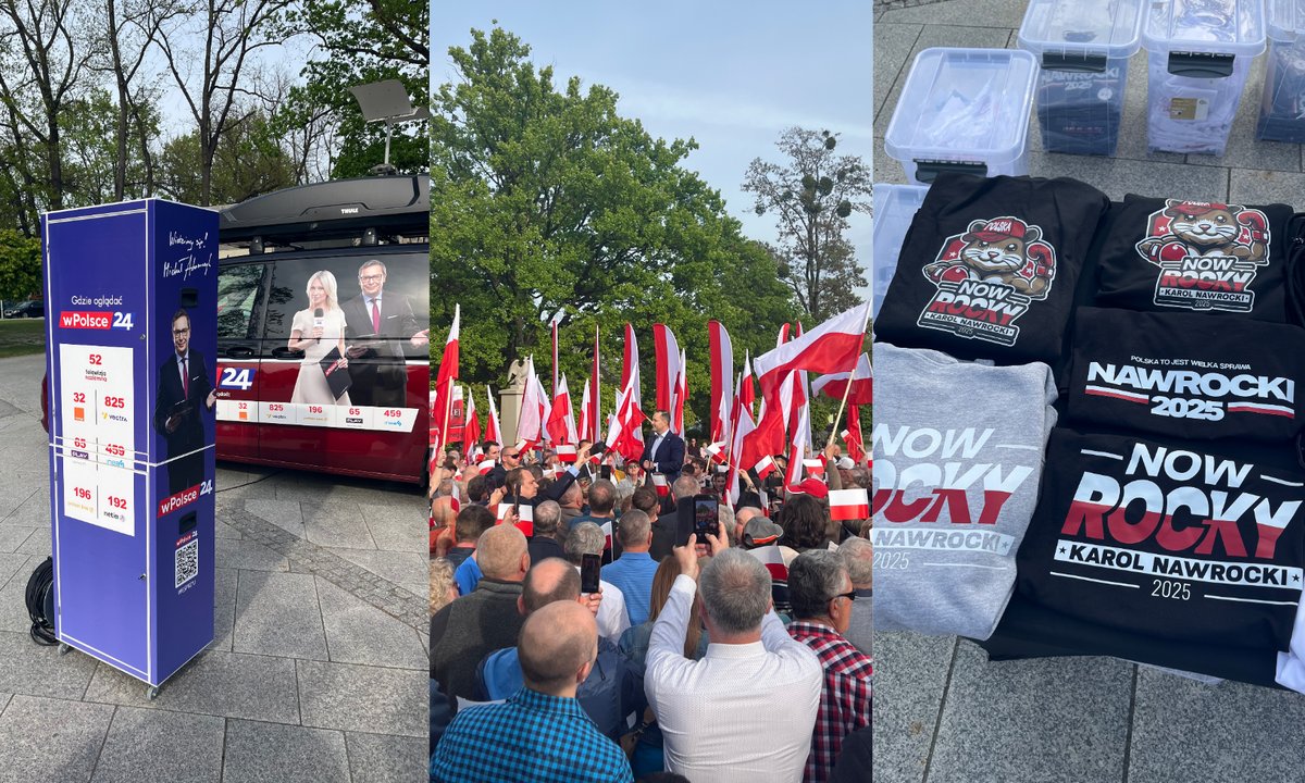 Byłam na wiecu Nawrockiego. Kubki, fotobudki i okrzyki "Tu jest Polska"