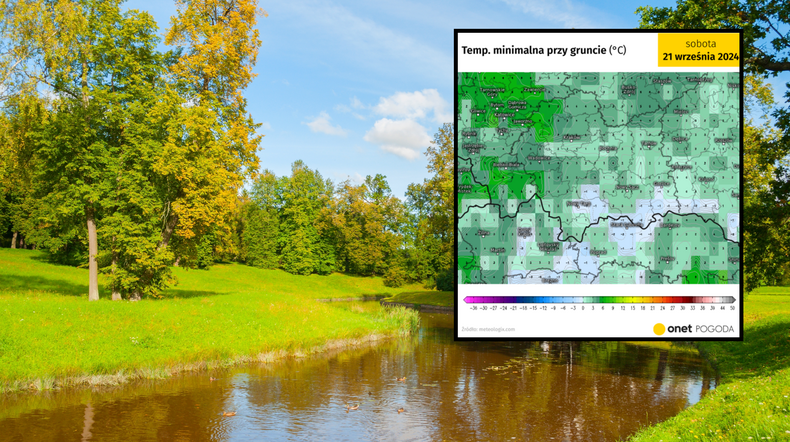 Piątek przyniesie piękną i ciepłą pogodę, a w nocy możliwe pierwsze przygruntowe przymrozki (mapa: meteologix.com)