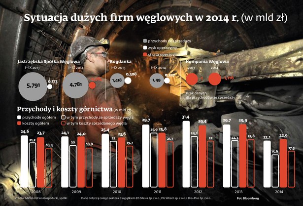 Sytuacja dużych firm węglowych w 2014 r.