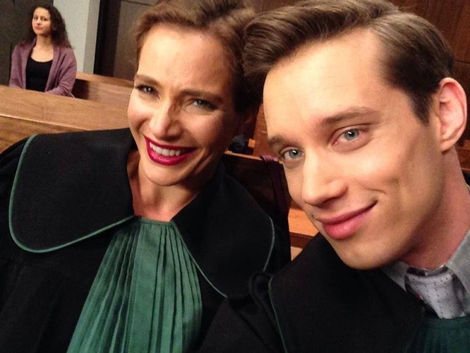 Anna Dereszowska i Michał Mikołajczak na planie 'Prawa Agaty'