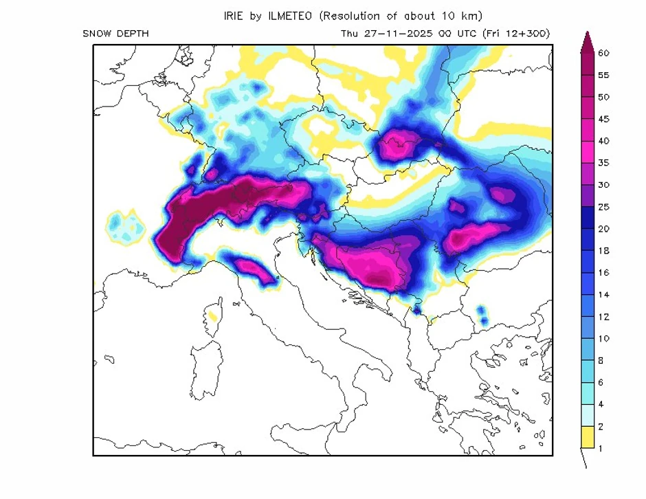 Snežne padavine 26. novembra