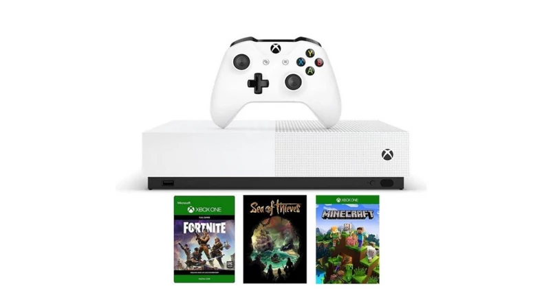 MICROSOFT Xbox One S 1000 GB All-Digital Edition Sea of Thieves, Minecraft, Fortnite Legendary evolvingskin 2000 V-bucks