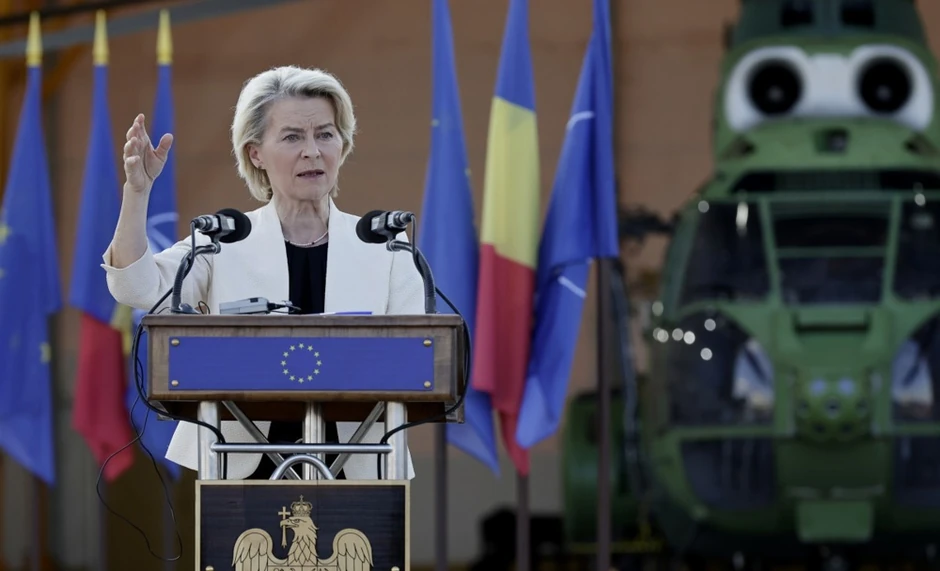Predsednica EK Ursula fon der Lajen u bazi Mihail Kogalničanu u Rumuniji 1. septembra 2025.